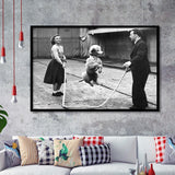 Poodle Jump Rope Black And White Print, French Poodle Framed Art Prints, Wall Art,Home Decor,Framed Picture