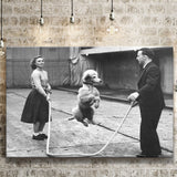 Poodle Jump Rope Black And White Print, French Poodle Canvas Prints Wall Art Home Decor