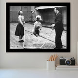 Poodle Jump Rope Black And White Print, French Poodle Framed Art Prints, Wall Art,Home Decor,Framed Picture