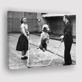 Poodle Jump Rope Black And White Print, French Poodle Canvas Prints Wall Art Home Decor