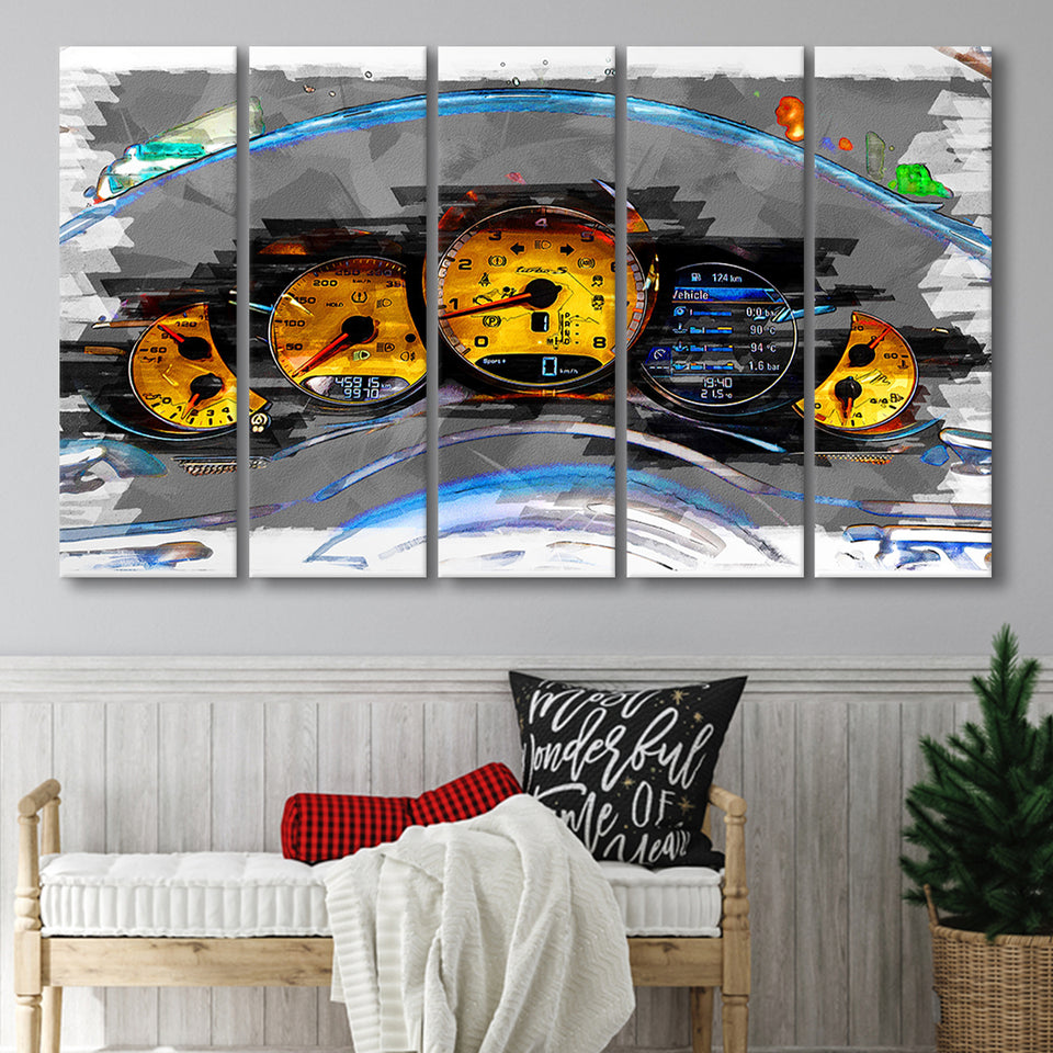 Porsche GT3 Cockpit 5 Piece B Canvas Prints Wall Art Decor, Multi Panels,Large Canvas, Home Decor