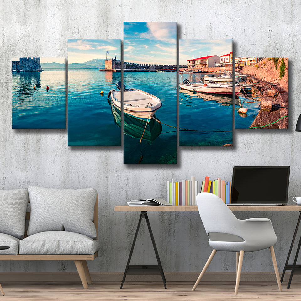 Port Wall Art 5 Piece Canvas Prints Wall Art Decor, Multi Panels, Mixed Canvas