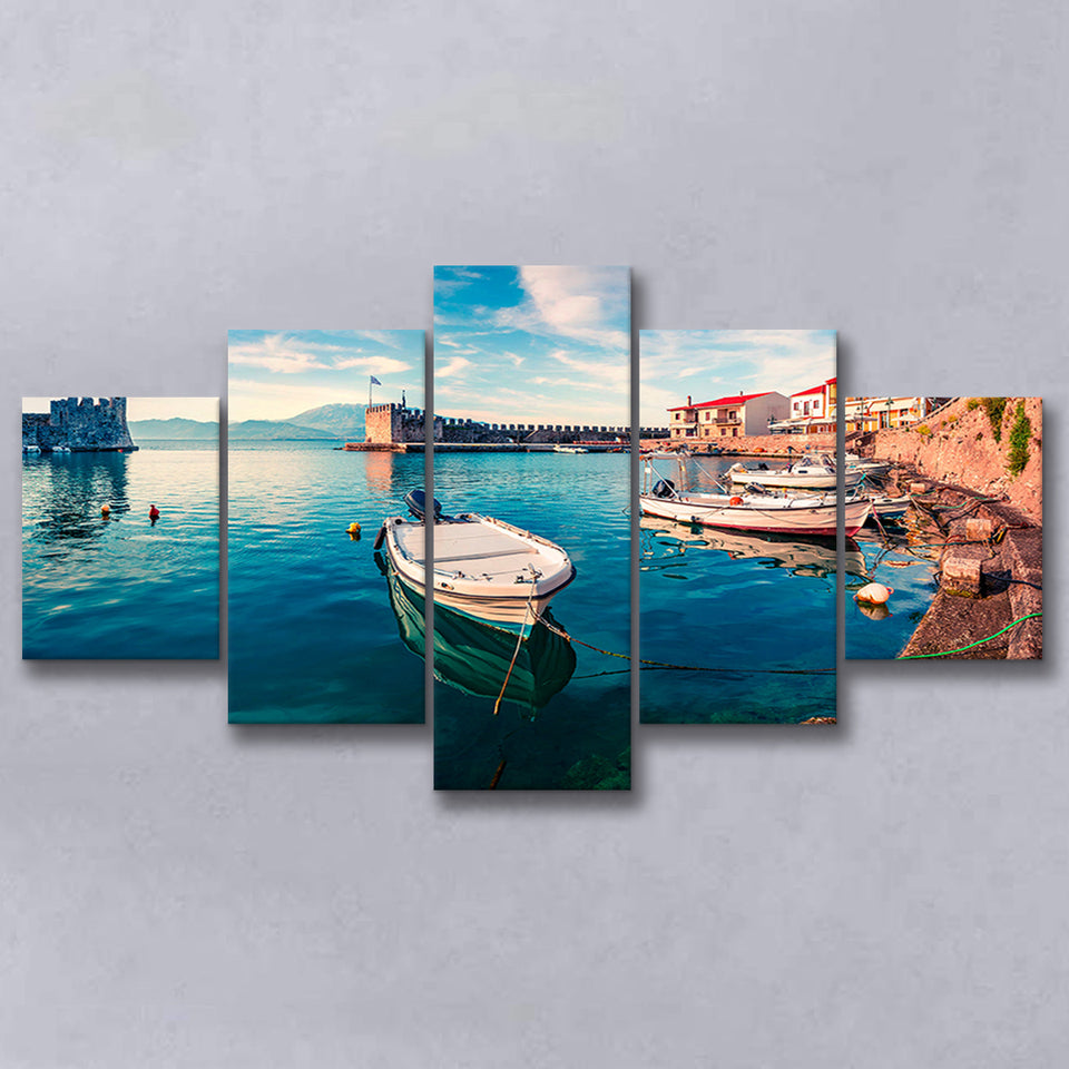 Port Wall Art 5 Piece Canvas Prints Wall Art Decor, Multi Panels, Mixed Canvas