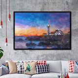 Portland Head Light Cape Elizabeth Maine City Art Watercolor Framed Art Prints Wall Art Decor,Framed Picture