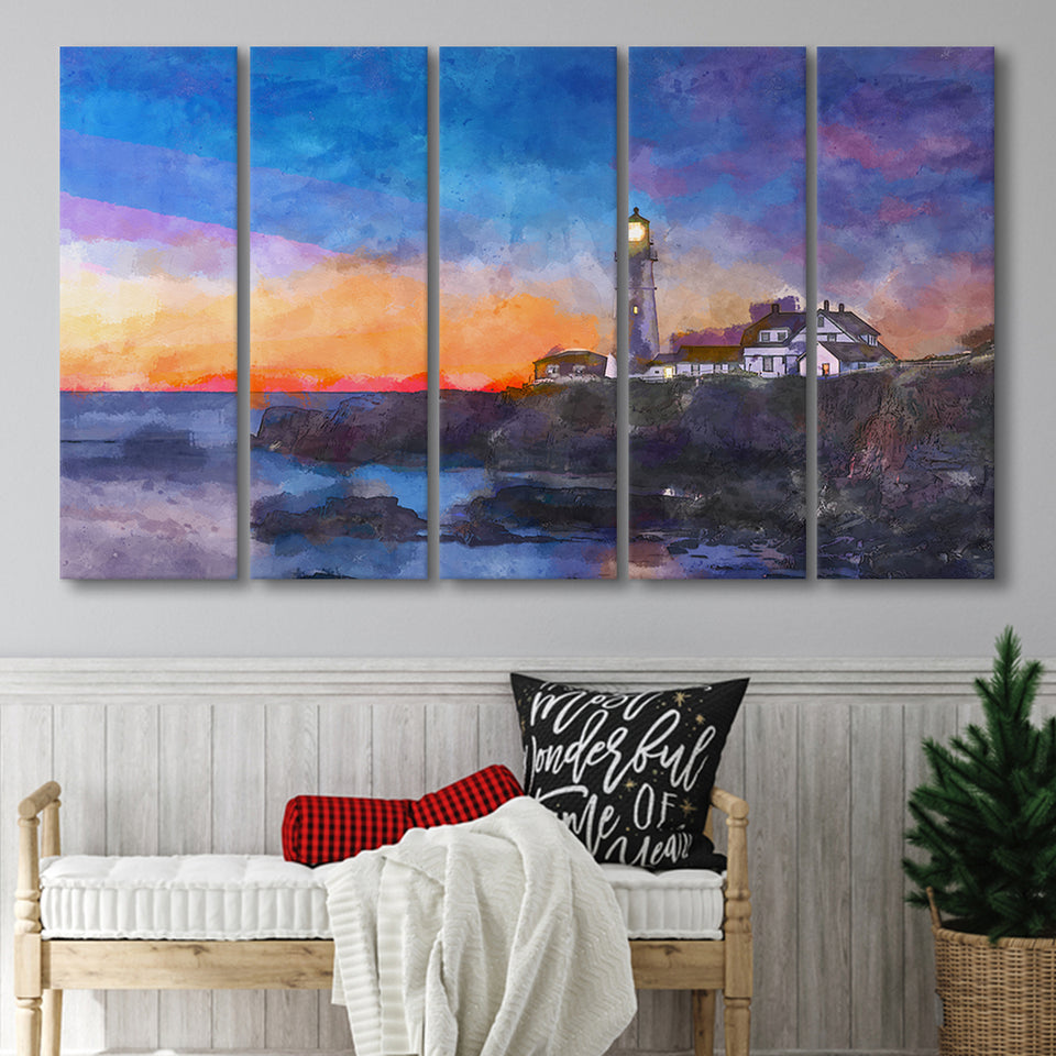 Portland Head Light Cape Elizabeth Maine 5 Pieces Extra Large Canvas Prints Wall Art Home Decor