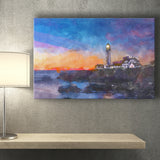 Portland Head Light Cape Elizabeth Maine City Art Watercolor Canvas Prints Wall Art Home Decor, Large Canvas