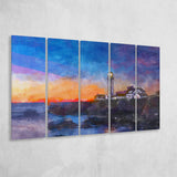 Portland Head Light Cape Elizabeth Maine 5 Pieces Extra Large Canvas Prints Wall Art Home Decor