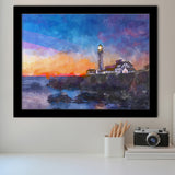 Portland Head Light Cape Elizabeth Maine City Art Watercolor Framed Art Prints Wall Art Decor,Framed Picture