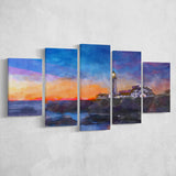 Portland Head Light Cape Elizabeth Maine 5 Pieces Mixed Canvas Prints Wall Art Home Decor