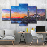 Portland Head Light Cape Elizabeth Maine 5 Pieces Mixed Canvas Prints Wall Art Home Decor