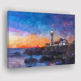 Portland Head Light Cape Elizabeth Maine City Art Watercolor Canvas Prints Wall Art Home Decor, Large Canvas