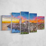 Portland Maine Usa Head Light 5 Pieces Mixed Canvas Prints Wall Art Home Decor
