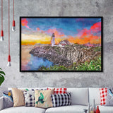 Portland Maine Usa Head Light City Art Watercolor Framed Art Prints Wall Art Decor,Framed Picture