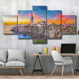 Portland Maine Usa Head Light 5 Pieces Mixed Canvas Prints Wall Art Home Decor