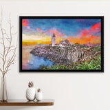 Portland Maine Usa Head Light City Art Watercolor Framed Canvas Prints Wall Art Home Decor,Floating Frame