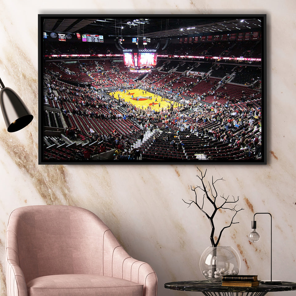 Portland Trail Blazers Stadium Framed Canvas Prints Mode Center Wall Art,Sport Stadium Art Prints, Fan Gift
