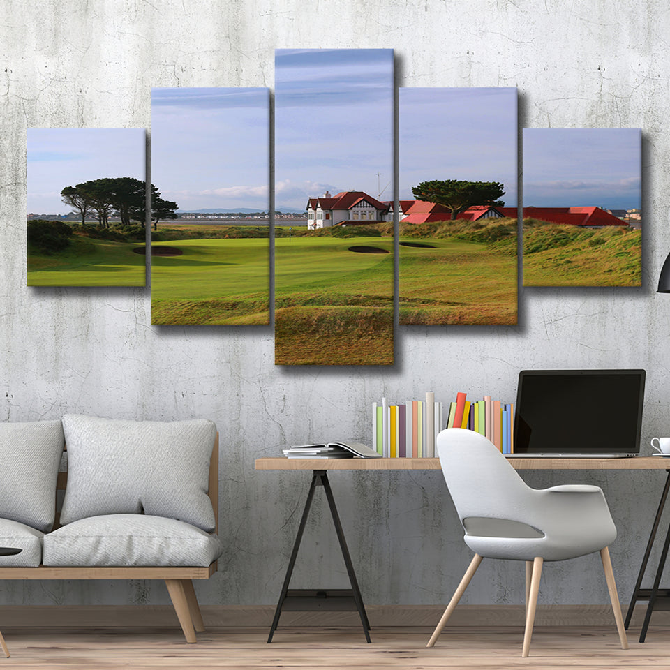 Portmarnock Golf Club Old Course, Golf Art Print, 5 Panels Canvas Prints Wall Art Decor