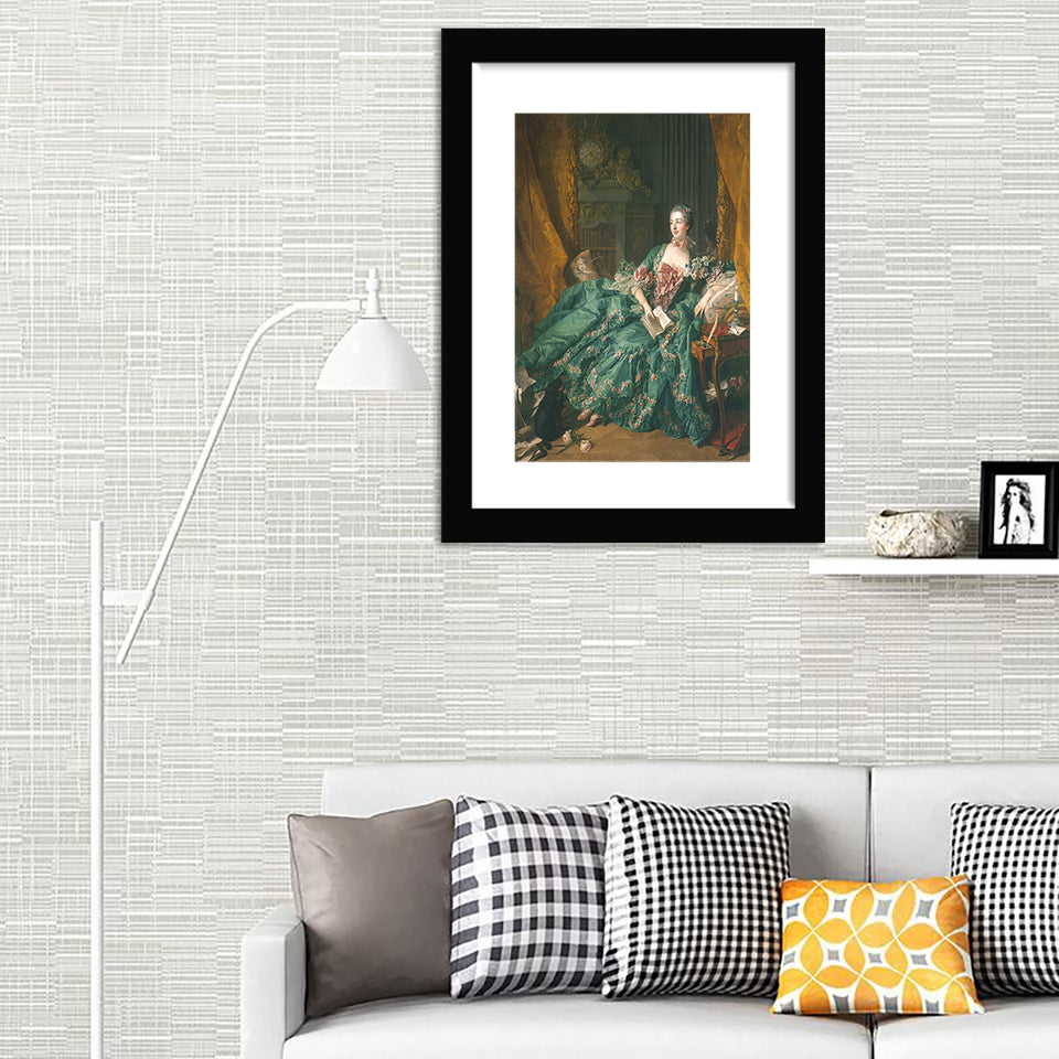 Portrait Of Madame De Pompadour By Francois Boucher-Canvas Art,Art Print,Framed Art,Plexiglass cover