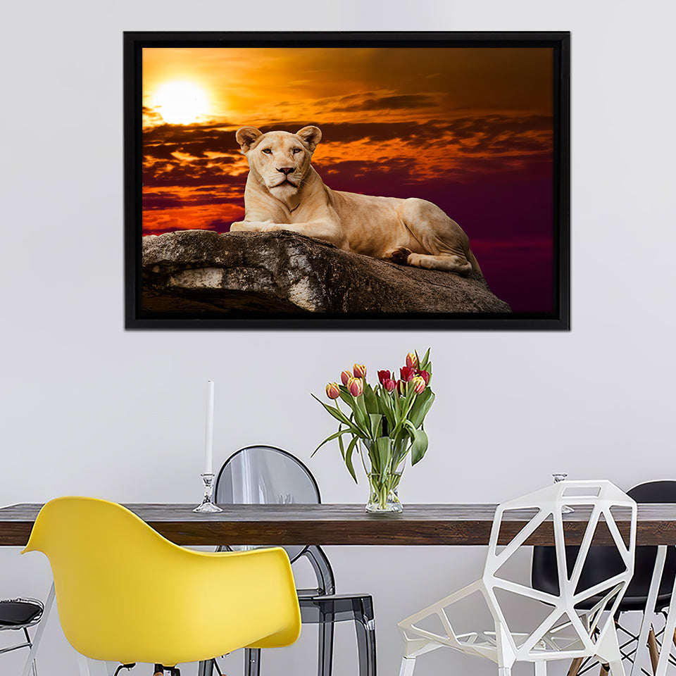 Portrait Of Lioness Framed Canvas Wall Art - Framed Prints, Canvas Prints, Prints for Sale, Canvas Painting