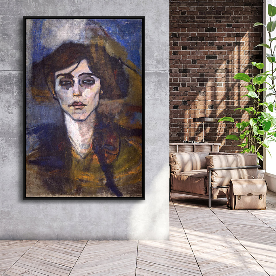 Portrait Of Maude Abrantes By Modigliani Framed Canvas Prints Wall Art, Floating Frame, Large Canvas Home Decor