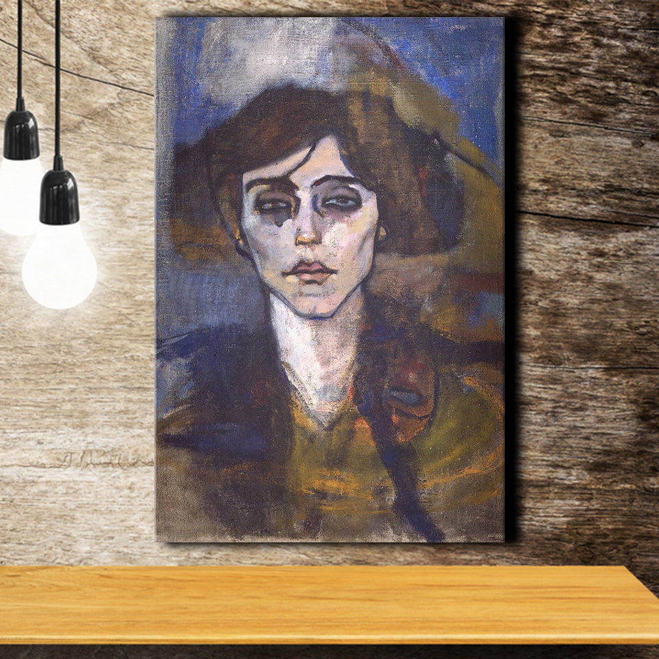 Portrait Of Maude Abrantes By Modigliani Canvas Prints Wall Art, Home Living Room Decor, Large Canvas
