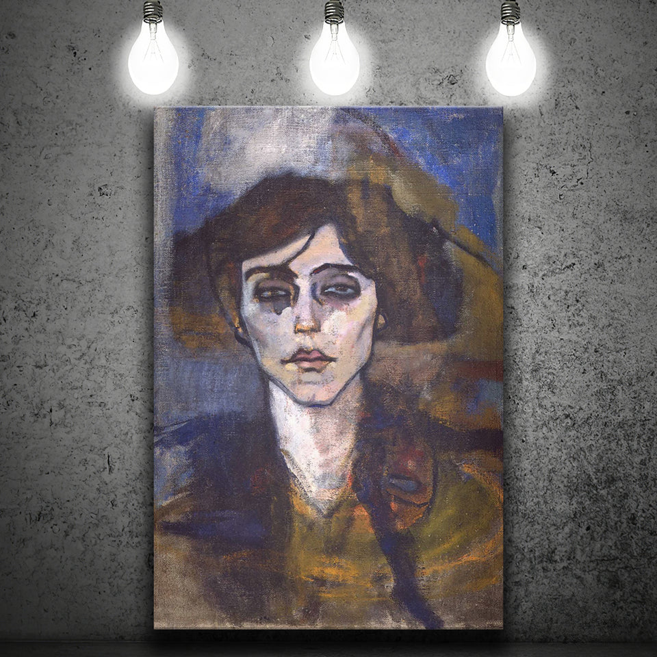 Portrait Of Maude Abrantes By Modigliani Canvas Prints Wall Art, Home Living Room Decor, Large Canvas