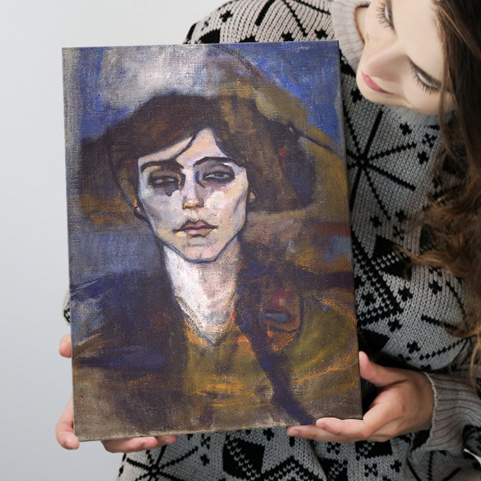 Portrait Of Maude Abrantes By Modigliani Canvas Prints Wall Art, Home Living Room Decor, Large Canvas