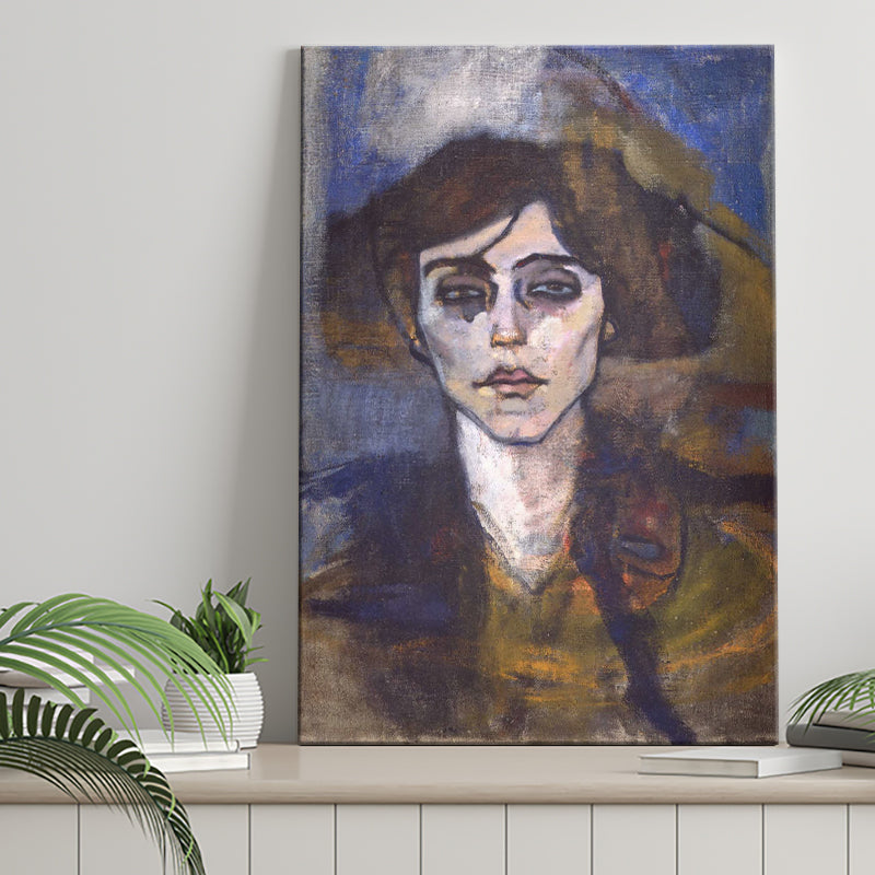 Portrait Of Maude Abrantes By Modigliani Canvas Prints Wall Art, Home Living Room Decor, Large Canvas