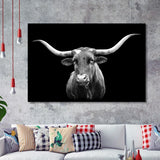 Portrait Of Texas Longhorn Cow With A Black Background Framed Art Print Wall Decor - Painting Art, Framed Picture, Home Decor
