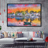 Portsmouth New Hampshire Usa Townscape City Art Watercolor Framed Canvas Prints Wall Art Home Decor,Floating Frame