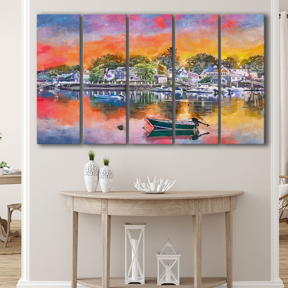 Portsmouth New Hampshire Usa Townscape 5 Pieces Extra Large Canvas Prints Wall Art Home Decor
