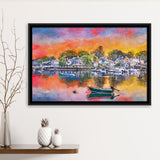 Portsmouth New Hampshire Usa Townscape City Art Watercolor Framed Canvas Prints Wall Art Home Decor,Floating Frame