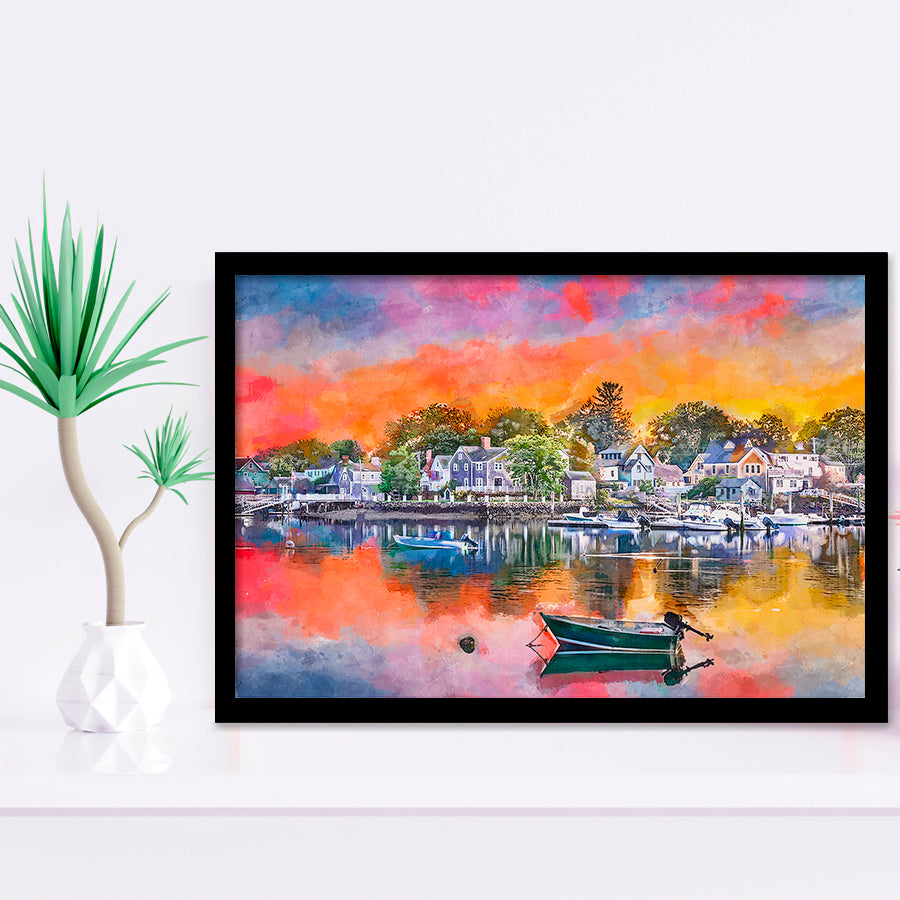 Portsmouth New Hampshire Usa Townscape City Art Watercolor Framed Art Prints Wall Art Decor,Framed Picture
