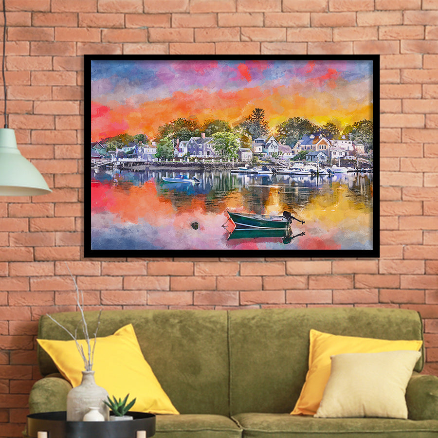 Portsmouth New Hampshire Usa Townscape City Art Watercolor Framed Art Prints Wall Art Decor,Framed Picture