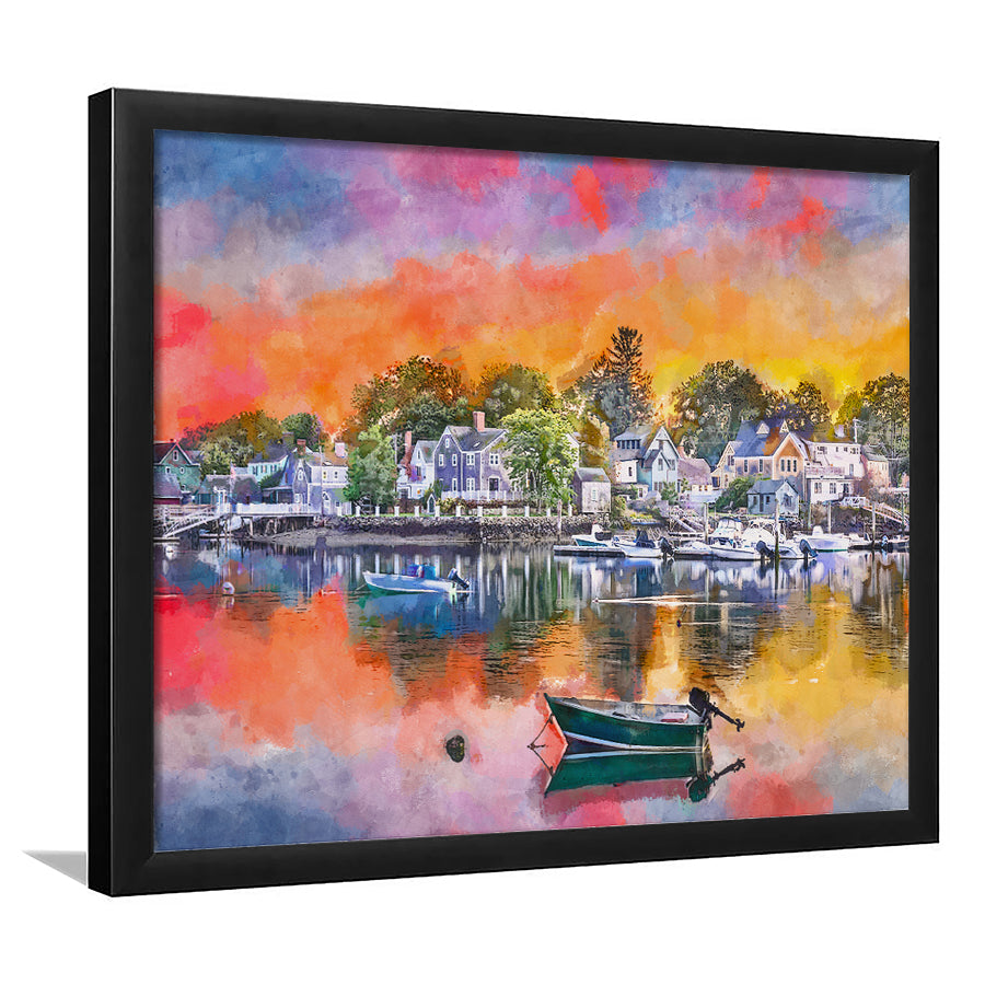 Portsmouth New Hampshire Usa Townscape City Art Watercolor Framed Art Prints Wall Art Decor,Framed Picture