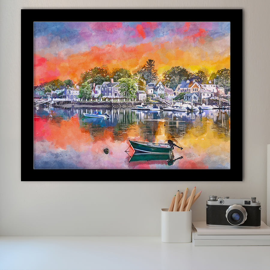 Portsmouth New Hampshire Usa Townscape City Art Watercolor Framed Art Prints Wall Art Decor,Framed Picture