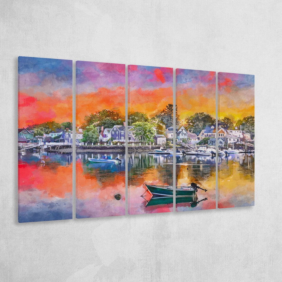 Portsmouth New Hampshire Usa Townscape 5 Pieces Extra Large Canvas Prints Wall Art Home Decor