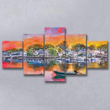 Portsmouth New Hampshire Usa Townscape 5 Pieces Mixed Canvas Prints Wall Art Home Decor