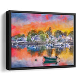 Portsmouth New Hampshire Usa Townscape City Art Watercolor Framed Canvas Prints Wall Art Home Decor,Floating Frame
