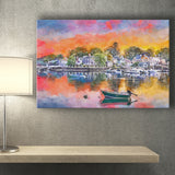 Portsmouth New Hampshire Usa Townscape City Art Watercolor Canvas Prints Wall Art Home Decor, Large Canvas