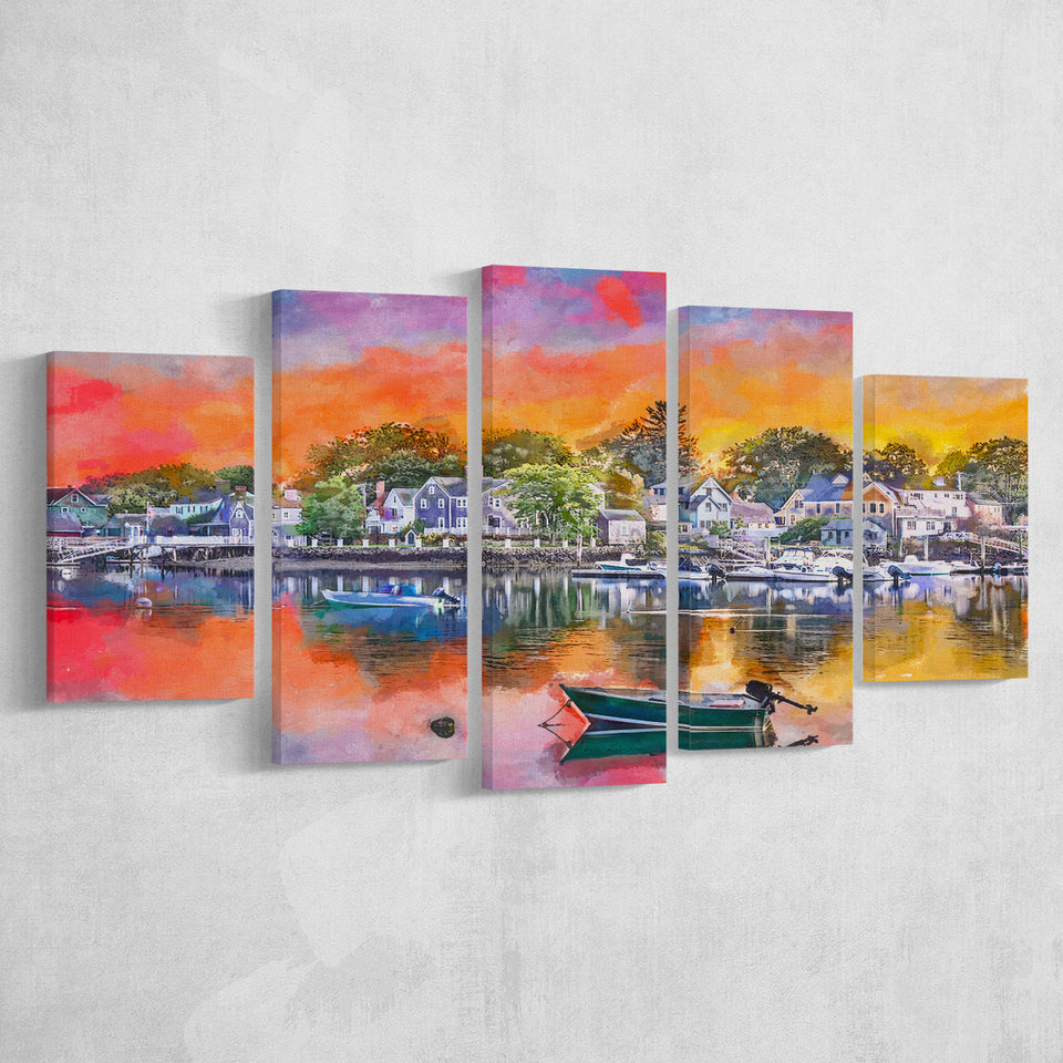 Portsmouth New Hampshire Usa Townscape 5 Pieces Mixed Canvas Prints Wall Art Home Decor
