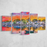 Portsmouth New Hampshire Usa Townscape 5 Pieces Mixed Canvas Prints Wall Art Home Decor