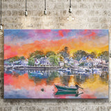Portsmouth New Hampshire Usa Townscape City Art Watercolor Canvas Prints Wall Art Home Decor, Large Canvas