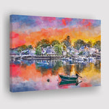 Portsmouth New Hampshire Usa Townscape City Art Watercolor Canvas Prints Wall Art Home Decor, Large Canvas