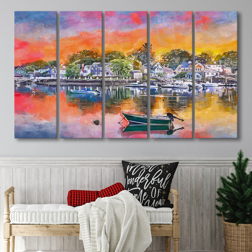 Portsmouth New Hampshire Usa Townscape 5 Pieces Extra Large Canvas Prints Wall Art Home Decor