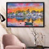 Portsmouth New Hampshire Usa Townscape City Art Watercolor Framed Canvas Prints Wall Art Home Decor,Floating Frame