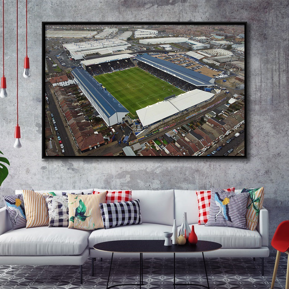 Portsmouth Stadium Framed Canvas Prints Fratton Park Stadium Wall Art Football,Sport Stadium Art Prints, Fan Gift