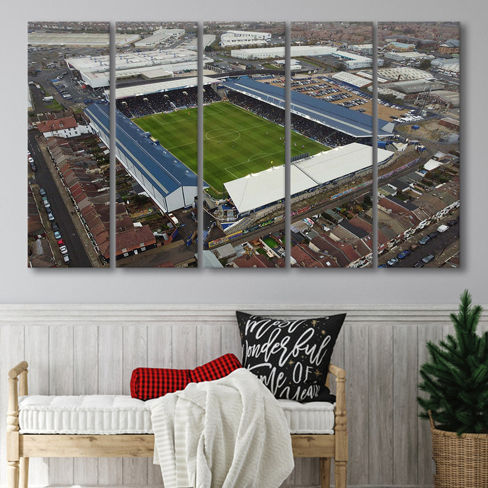 Portsmouth Stadium Canvas Prints Fratton Park Stadium Wall Art Football,Multi Panels B,Sport Stadium Art Prints, Fan Gift