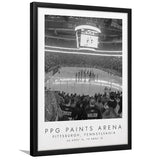Ppg Paints Arena Pittsburgh Penguins Ice Hockey Lovers Black And White Art Framed Art Prints Wall Art Decor, Framed Picture
