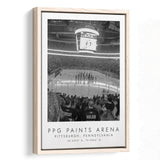 Ppg Paints Arena Pittsburgh Penguins Black And White Art Framed Canvas Prints Wall Art Home Decor, Floating Frame